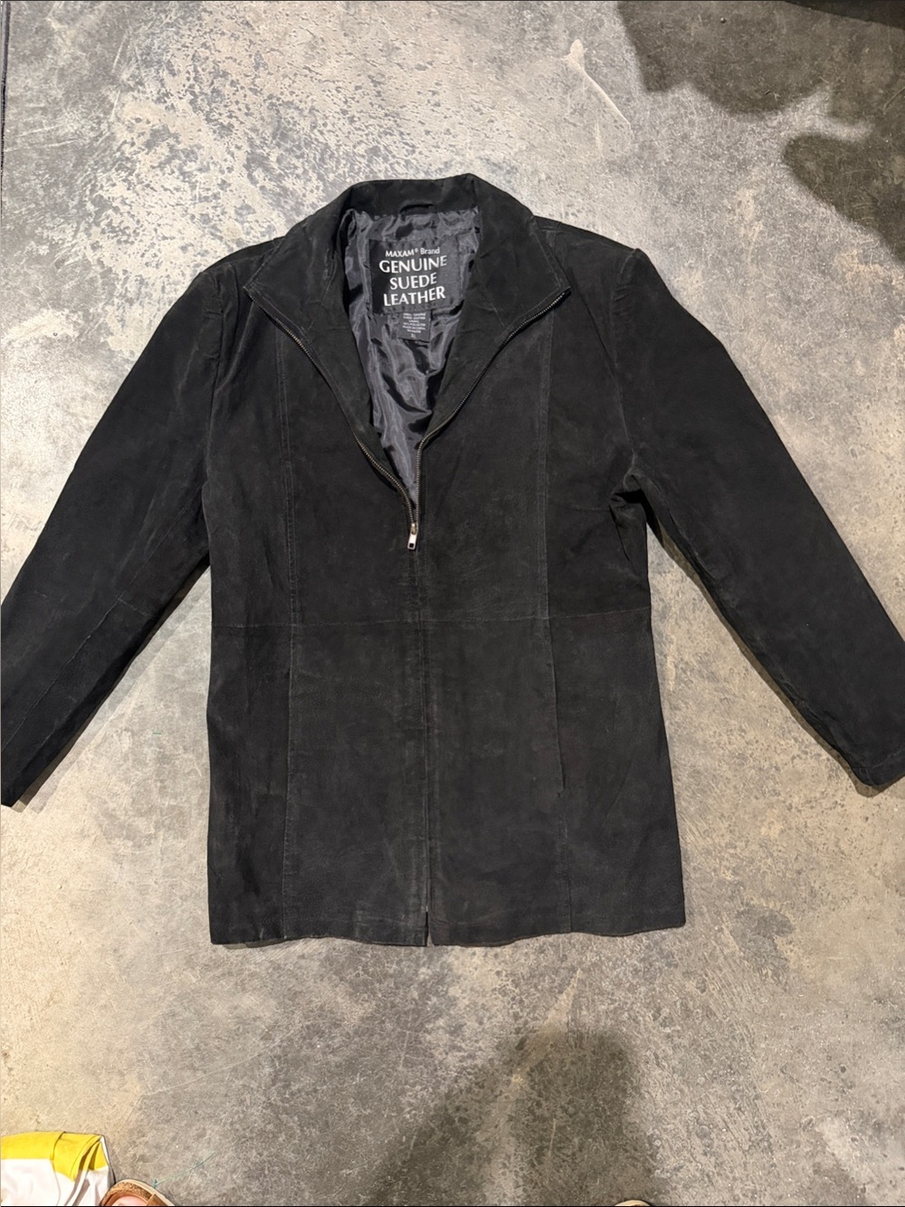 Genuine Suede Black Leather Zip-Front Jacket